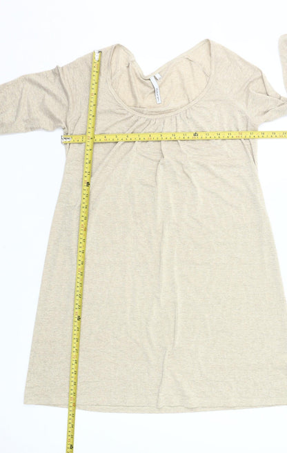 Michael Stars Women’s Beige Shift Dress M Long Sleeve Scoop Neck