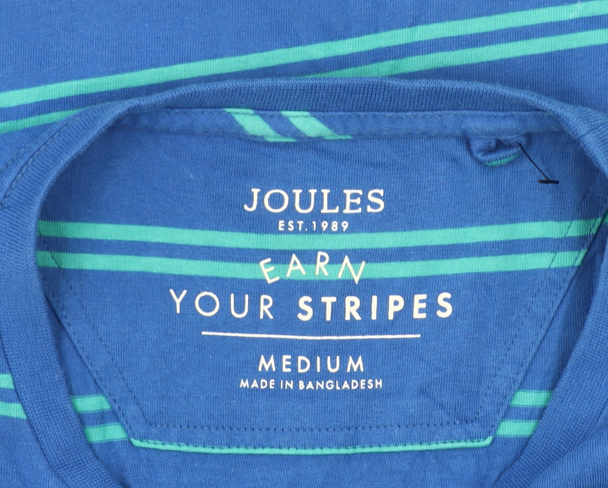 Joules Men's Blue Striped Cotton T-Shirt Size M Crew Neck