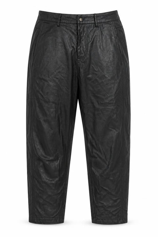 Zara Women Black Faux Leather Tapered Trousers Size 12