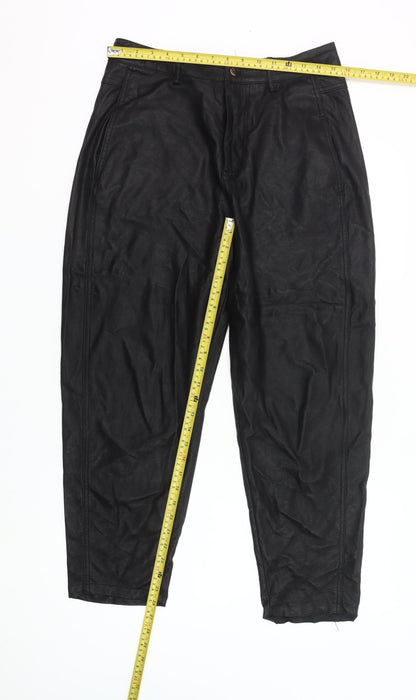 Zara Women Black Faux Leather Tapered Trousers Size 12