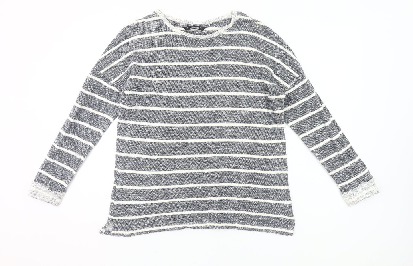Dunnes Women’s Grey Striped Long Sleeve Knit T-Shirt Size 8