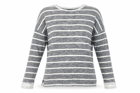 Dunnes Women’s Grey Striped Long Sleeve Knit T-Shirt Size 8