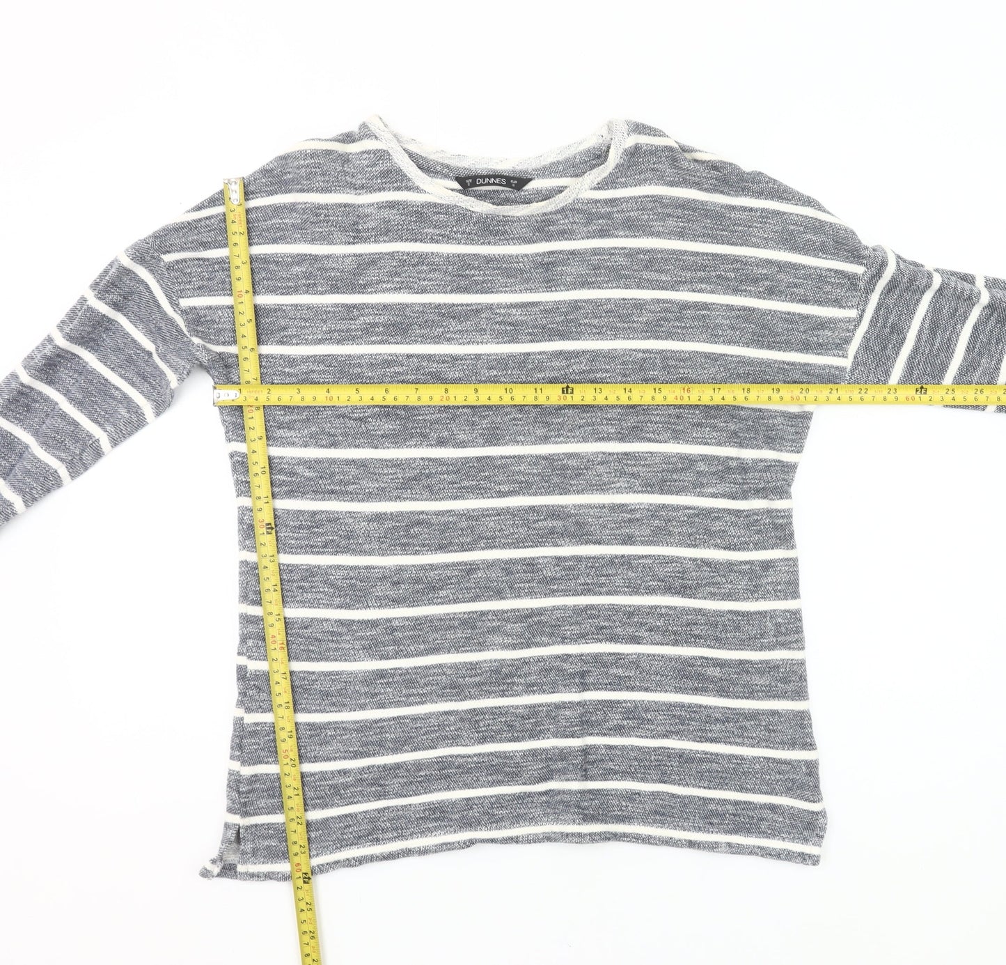 Dunnes Women’s Grey Striped Long Sleeve Knit T-Shirt Size 8