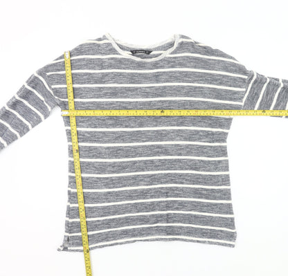 Dunnes Women’s Grey Striped Long Sleeve Knit T-Shirt Size 8