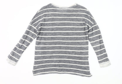 Dunnes Women’s Grey Striped Long Sleeve Knit T-Shirt Size 8