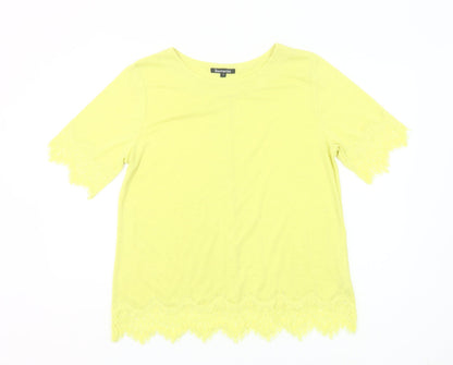 Bonmarché Women’s Yellow Lace Trim Short Sleeve T-Shirt Size 12