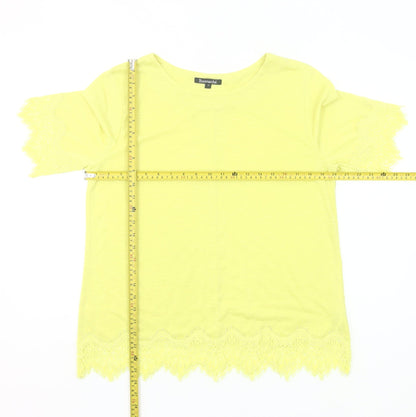 Bonmarché Women’s Yellow Lace Trim Short Sleeve T-Shirt Size 12