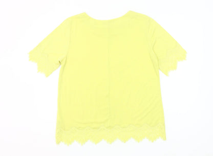 Bonmarché Women’s Yellow Lace Trim Short Sleeve T-Shirt Size 12