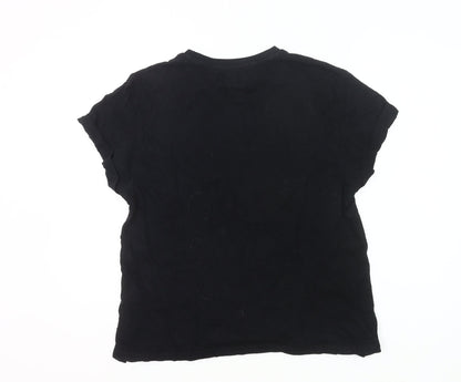 Barbour Women’s Black Logo T-Shirt UK 14 Short Sleeve Cotton