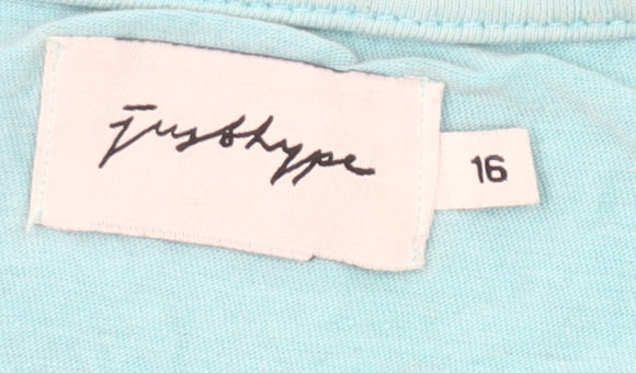 Hype Women's Blue Size 16 Cotton Crew Neck Short Sleeve T-Shirt