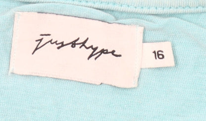 Hype Women's Blue Size 16 Cotton Crew Neck Short Sleeve T-Shirt