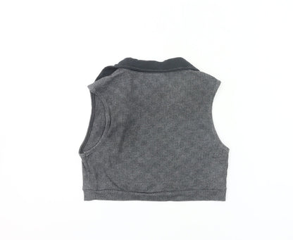 Reclaimed Vintage Women’s Grey Collared Cropped Tank Top UK 10