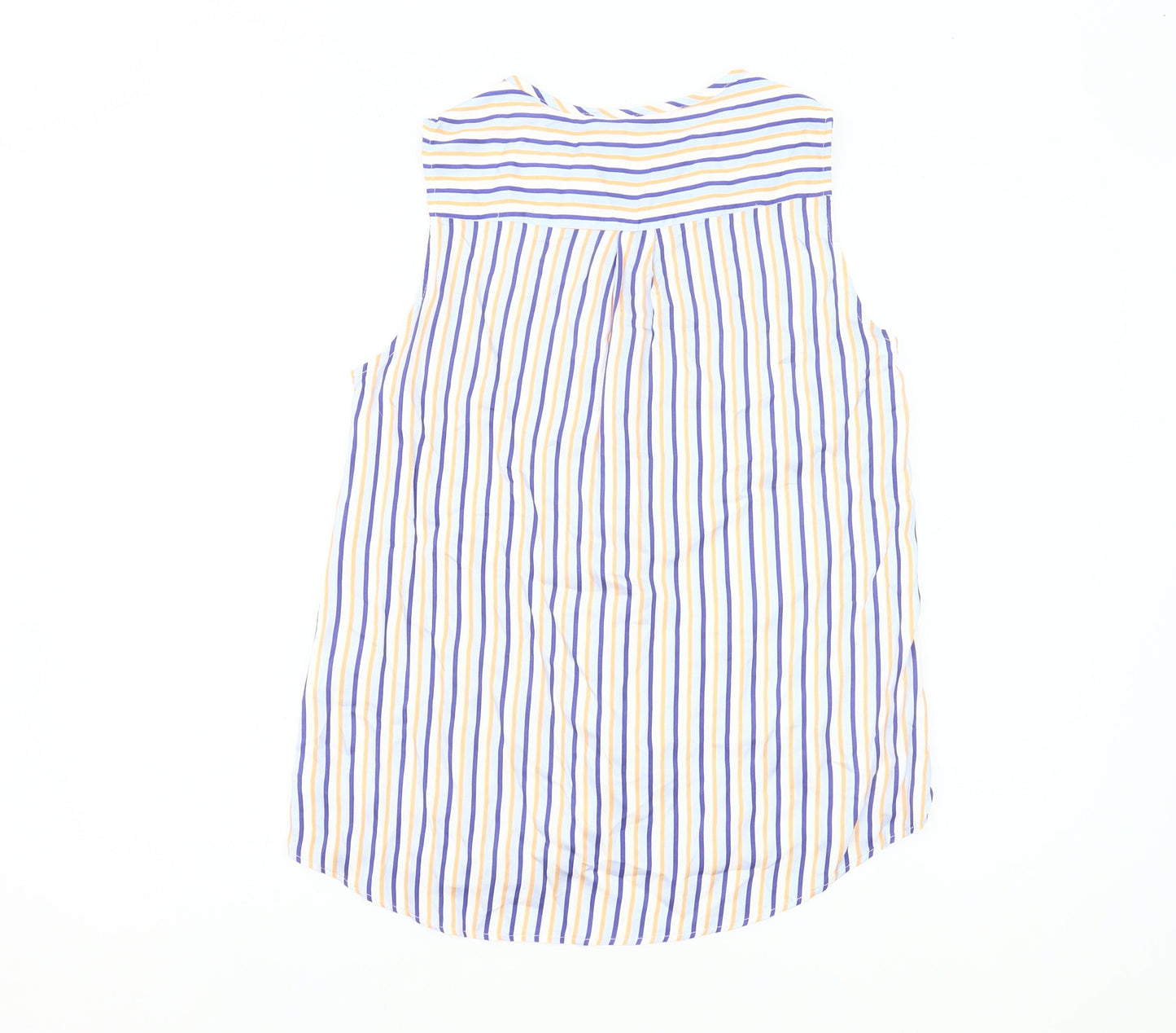 Meadows & Byrne Women’s Multicoloured Striped Sleeveless Viscose Button-Up Shirt Top M