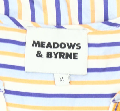 Meadows & Byrne Women’s Multicoloured Striped Sleeveless Viscose Button-Up Shirt Top M