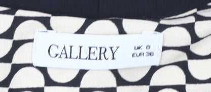 Gallery Womens Ivory Black Bow Neck Long Sleeve Blouse UK 8
