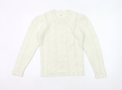 Savida Women’s Ivory Cable Knit Puff Sleeve Jumper XS