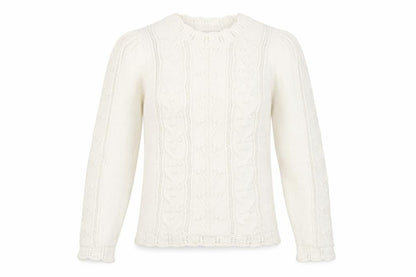 Savida Women’s Ivory Cable Knit Puff Sleeve Jumper XS