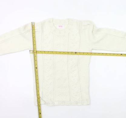 Savida Women’s Ivory Cable Knit Puff Sleeve Jumper XS