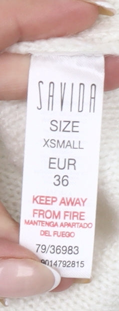 Savida Women’s Ivory Cable Knit Puff Sleeve Jumper XS