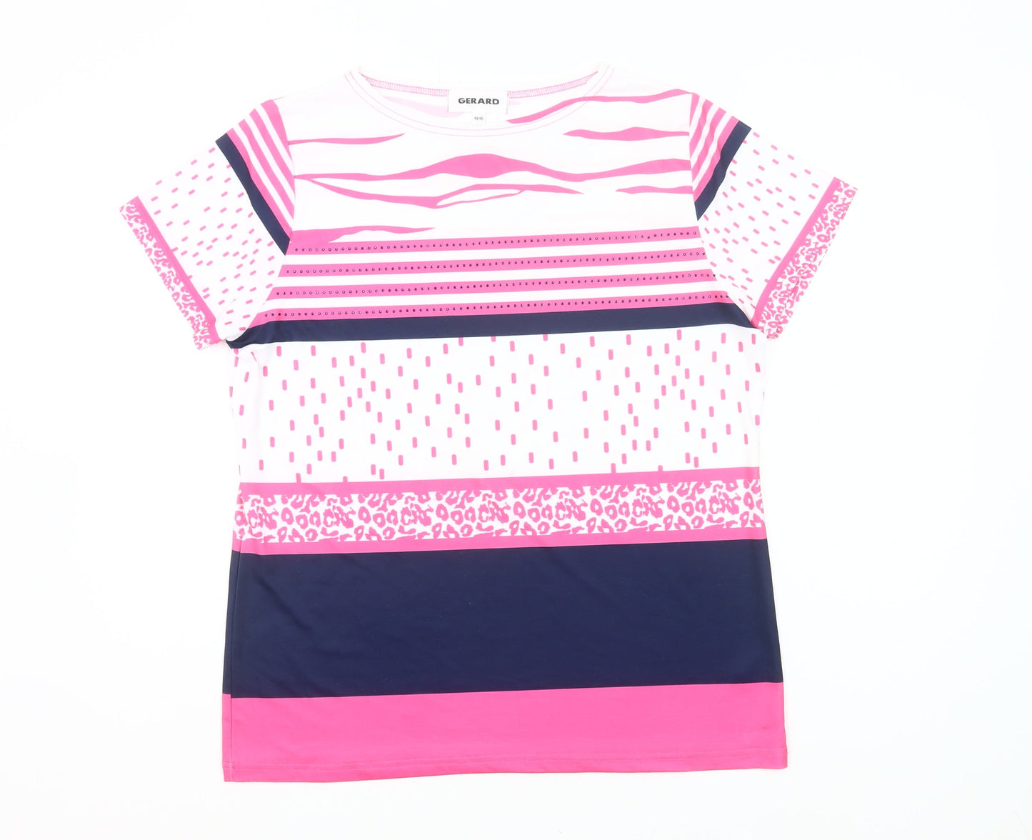 Gerard Womens Multicoloured Striped T-Shirt Size 14 Short Sleeve
