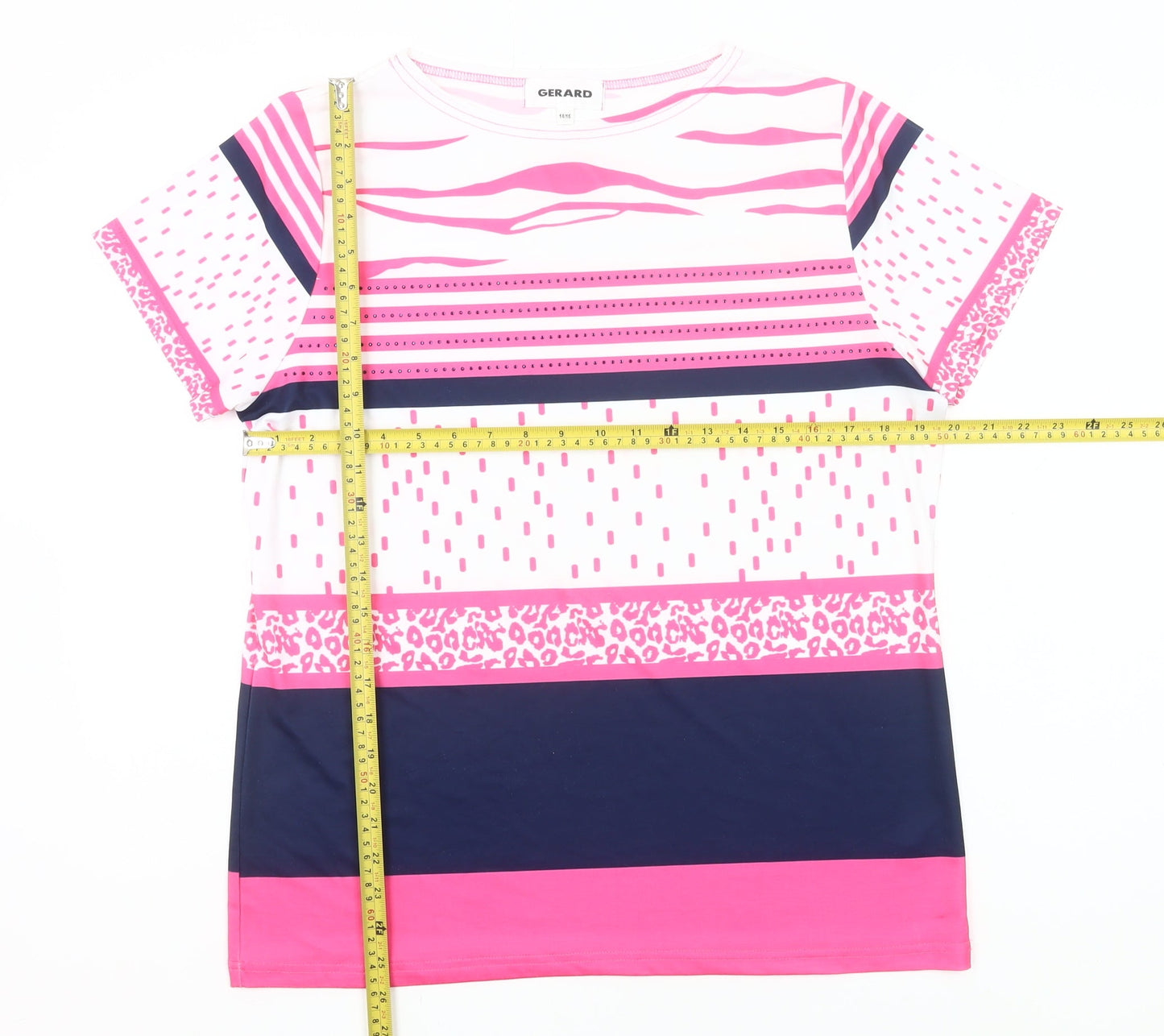 Gerard Womens Multicoloured Striped T-Shirt Size 14 Short Sleeve