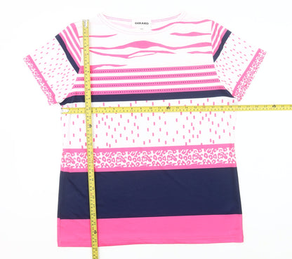 Gerard Womens Multicoloured Striped T-Shirt Size 14 Short Sleeve