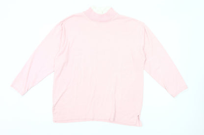 Gitano Womens Pink Mock Neck 3/4 Sleeve Basic T-Shirt Size S