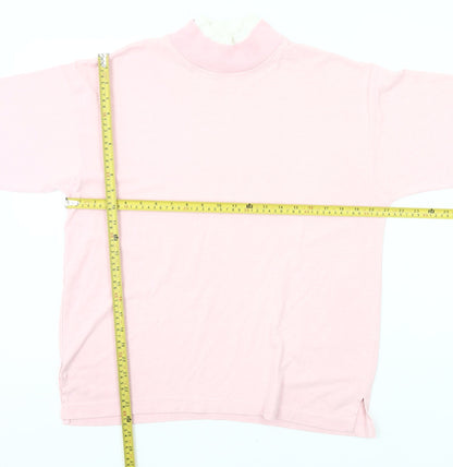 Gitano Womens Pink Mock Neck 3/4 Sleeve Basic T-Shirt Size S
