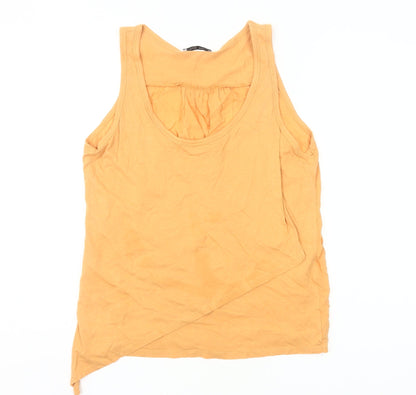 Zara Women Orange Cotton Sleeveless Tank Top UK 10