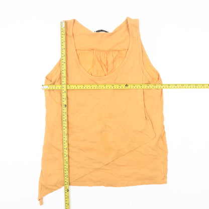 Zara Women Orange Cotton Sleeveless Tank Top UK 10