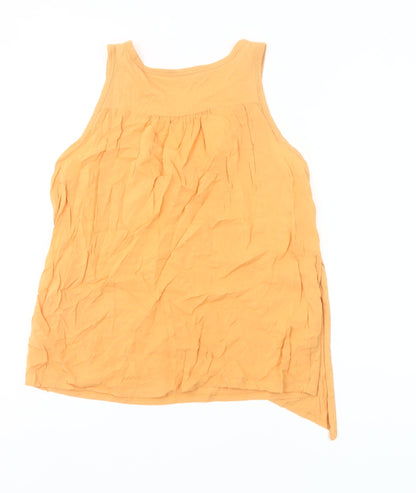 Zara Women Orange Cotton Sleeveless Tank Top UK 10