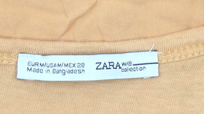 Zara Women Orange Cotton Sleeveless Tank Top UK 10
