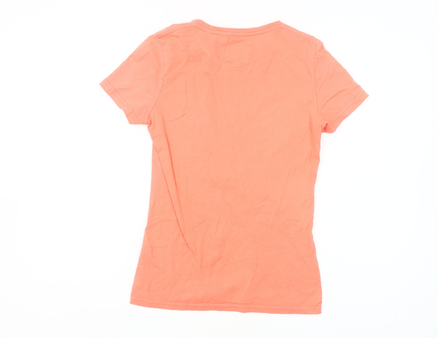 Jack Wills Womens Orange Slim Fit T-Shirt UK 8 Crew Neck Casual