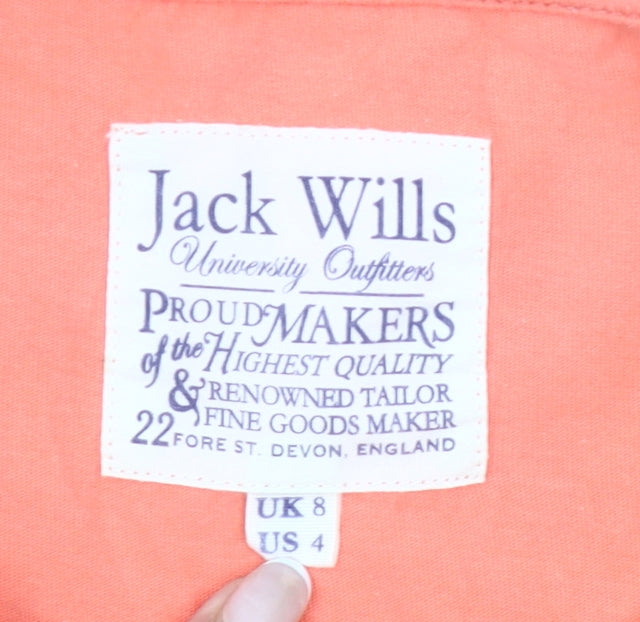 Jack Wills Womens Orange Slim Fit T-Shirt UK 8 Crew Neck Casual