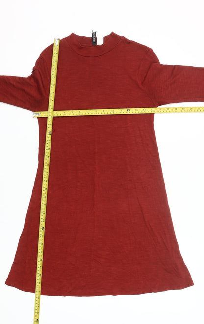 H&M Women Red High Neck A-Line Dress Size 6 Long Sleeve