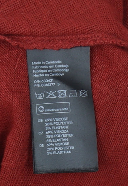 H&M Women Red High Neck A-Line Dress Size 6 Long Sleeve