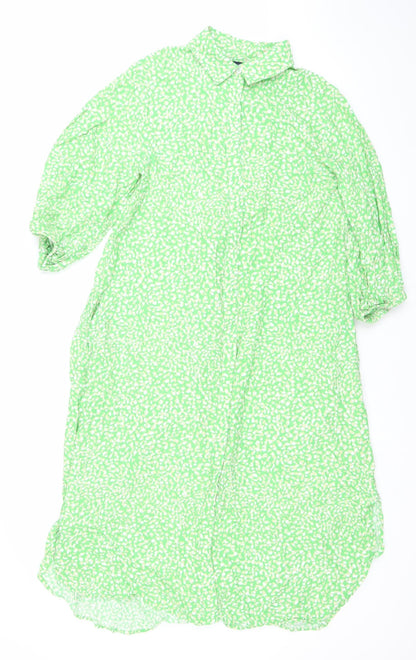 French Connection Women’s Green Midi Wrap Dress Size S Long Sleeve
