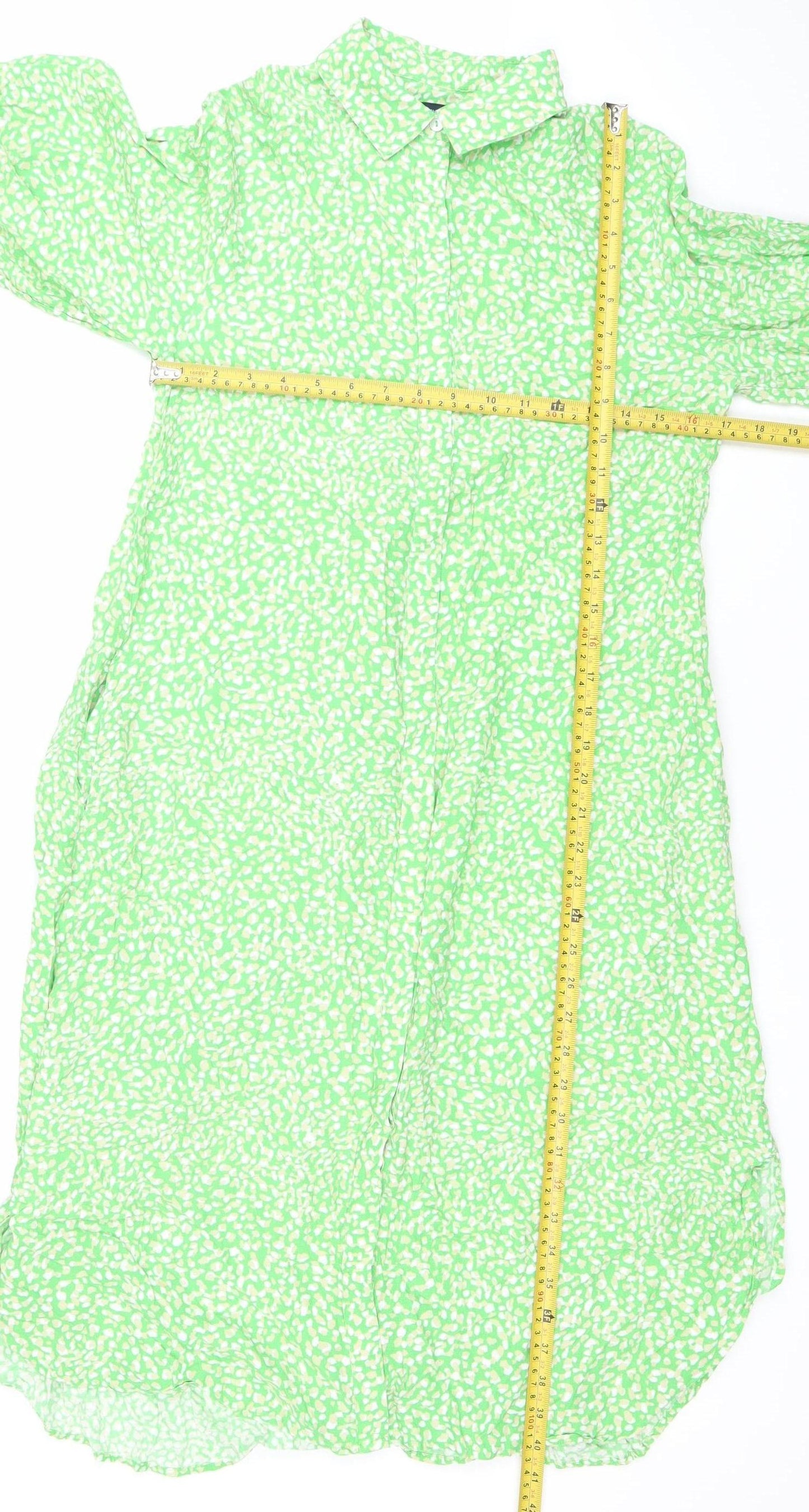 French Connection Women’s Green Midi Wrap Dress Size S Long Sleeve