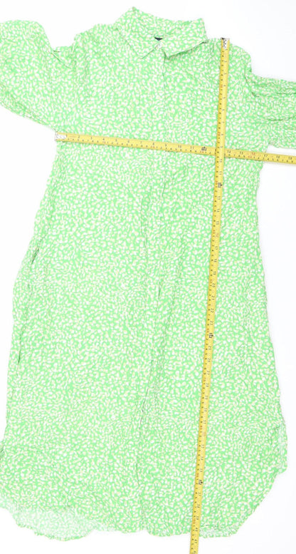 French Connection Women’s Green Midi Wrap Dress Size S Long Sleeve