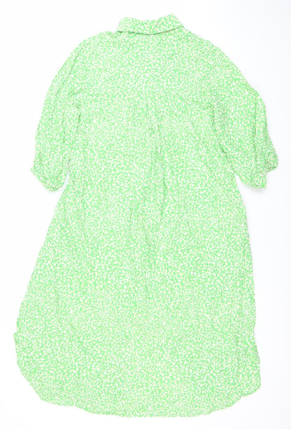 French Connection Women’s Green Midi Wrap Dress Size S Long Sleeve