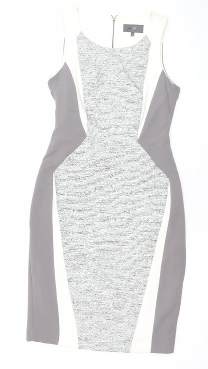 Next Women’s Grey White Colourblock Sheath Dress Size 12 Sleeveless Workwear