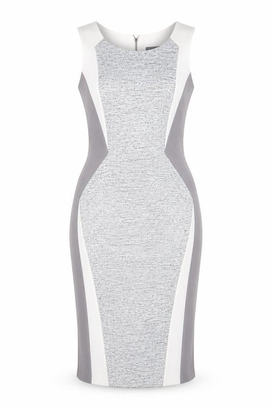 Next Women’s Grey White Colourblock Sheath Dress Size 12 Sleeveless Workwear