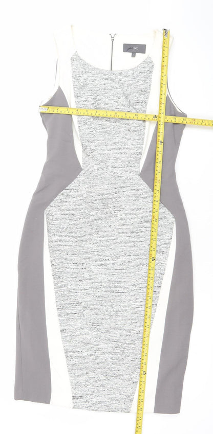 Next Women’s Grey White Colourblock Sheath Dress Size 12 Sleeveless Workwear