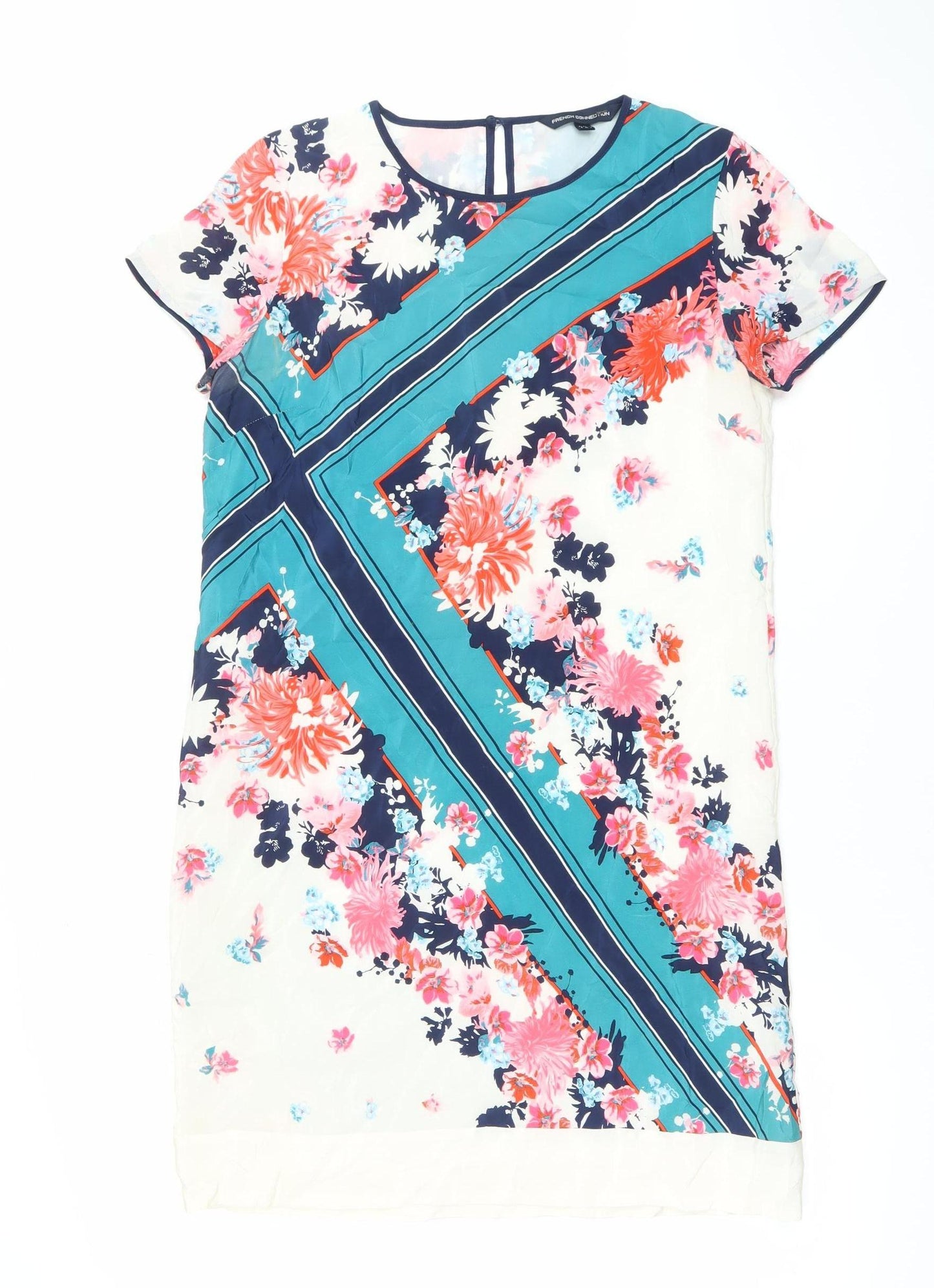 French Connection Women’s Multicoloured Floral Silk Shift Dress Size 6