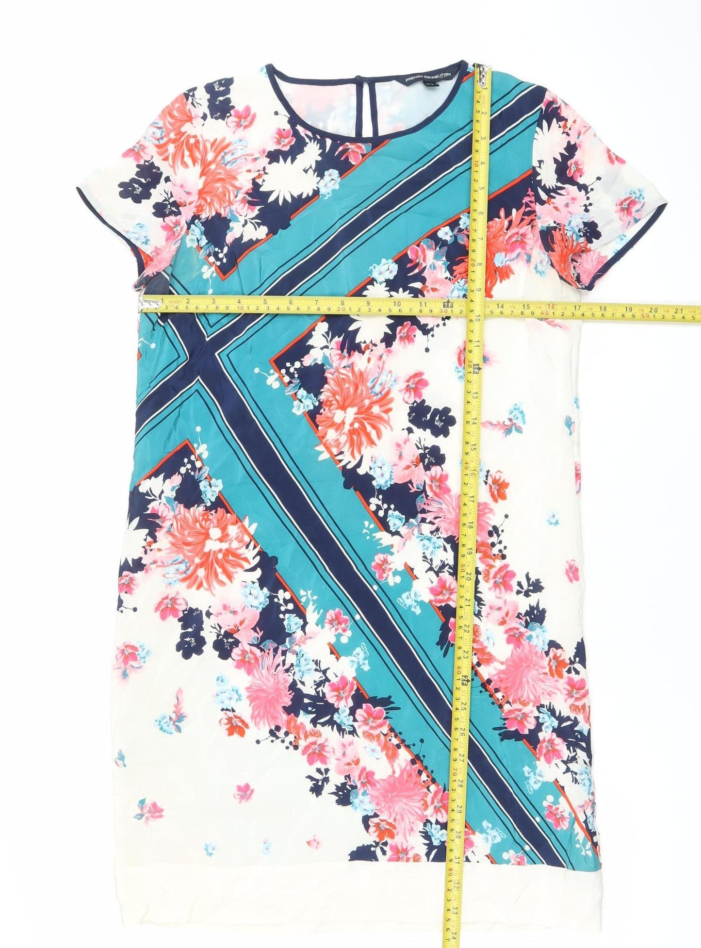 French Connection Women’s Multicoloured Floral Silk Shift Dress Size 6