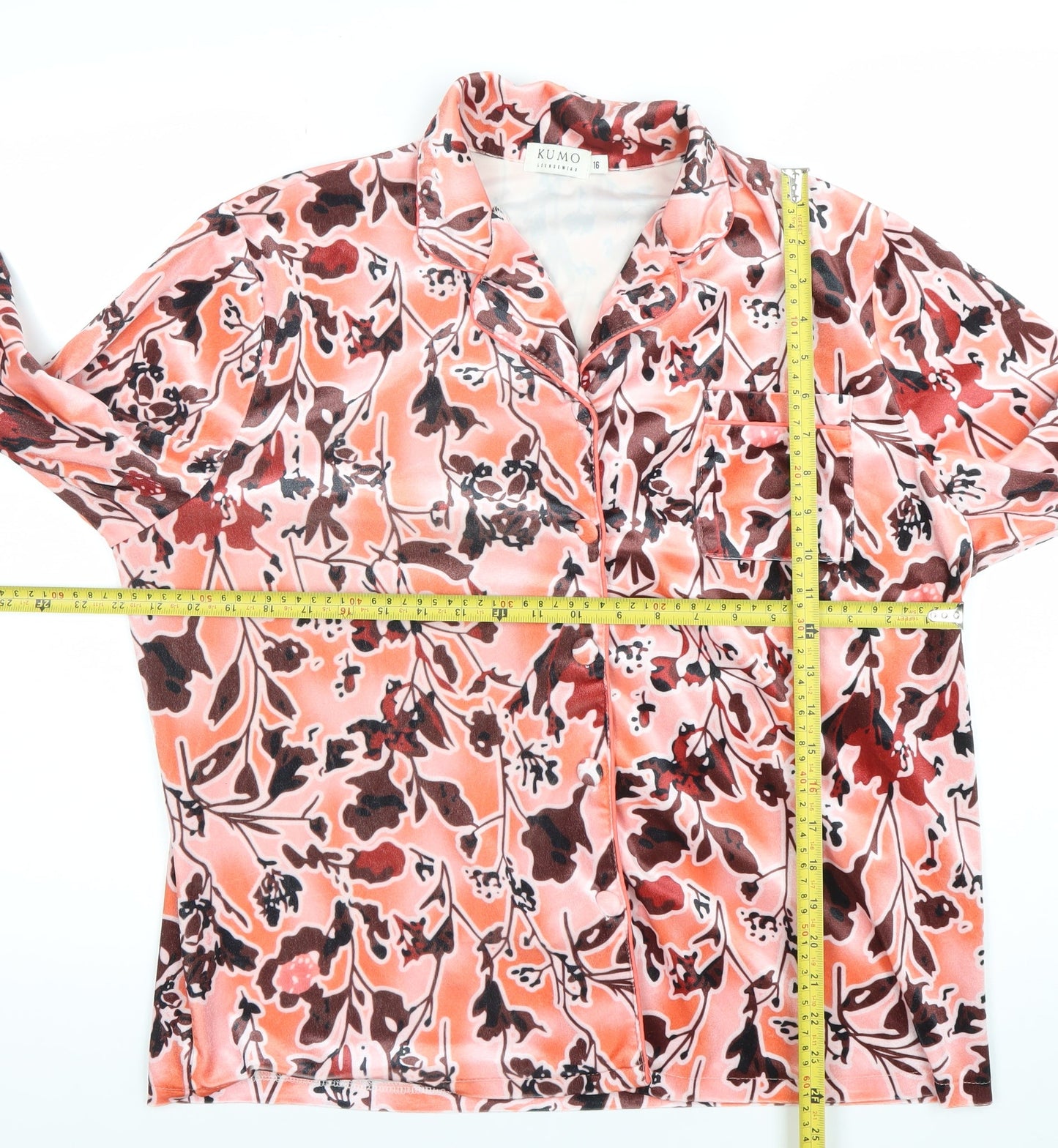 Kumo Women’s Multicoloured Floral Satin Button-Up Shirt Size 16