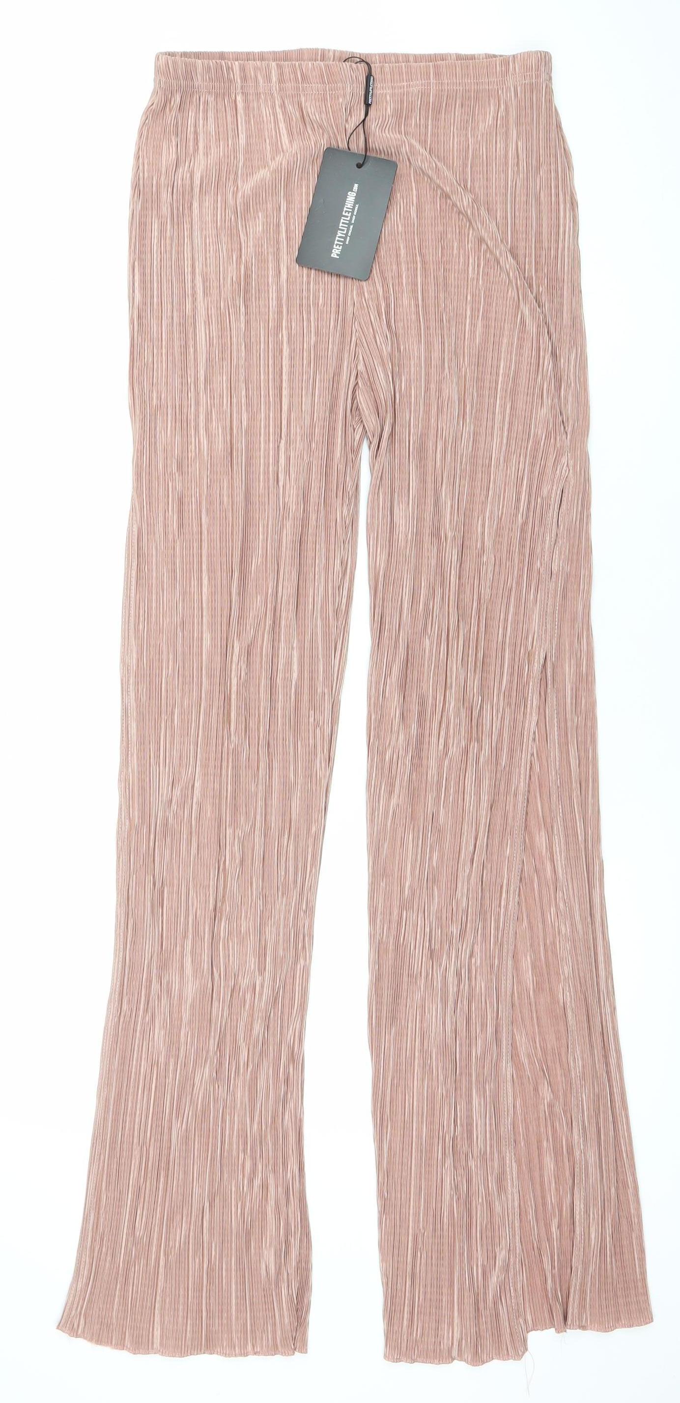 PrettyLittleThing Womens Pink Wide-Leg Trousers Size 8