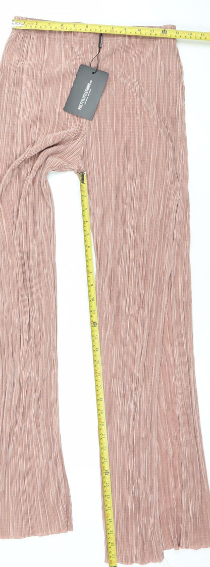 PrettyLittleThing Womens Pink Wide-Leg Trousers Size 8