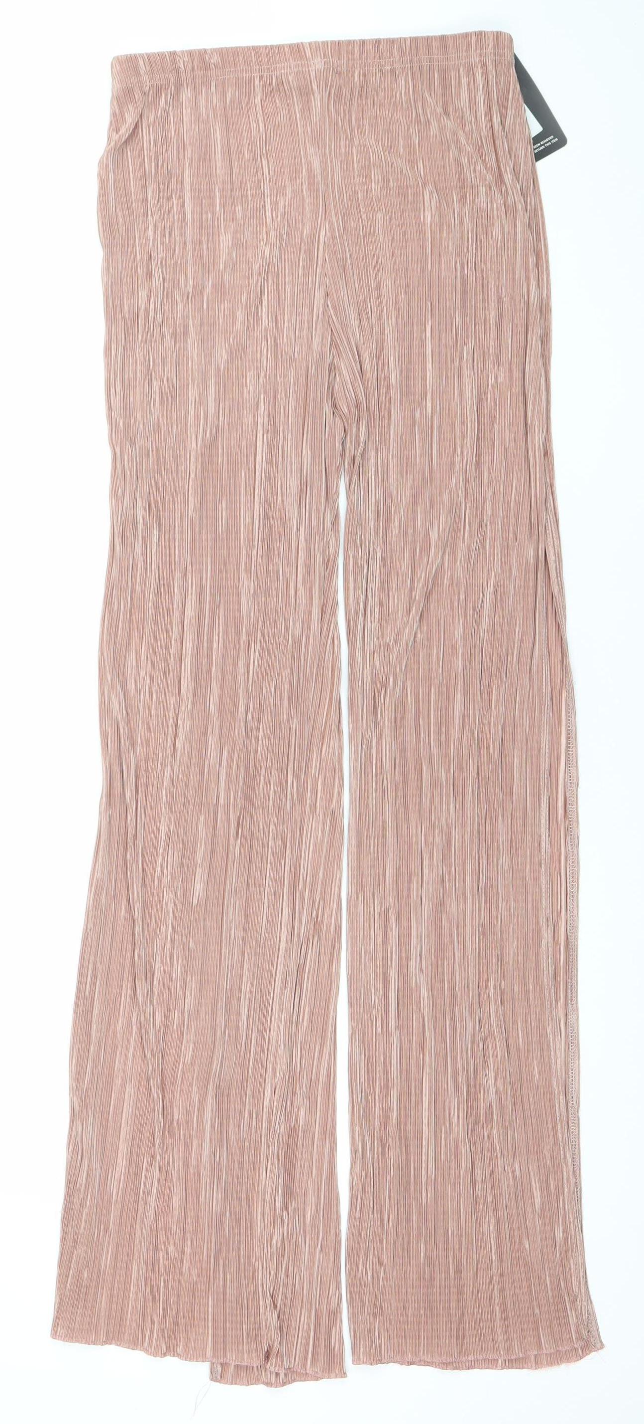 PrettyLittleThing Womens Pink Wide-Leg Trousers Size 8