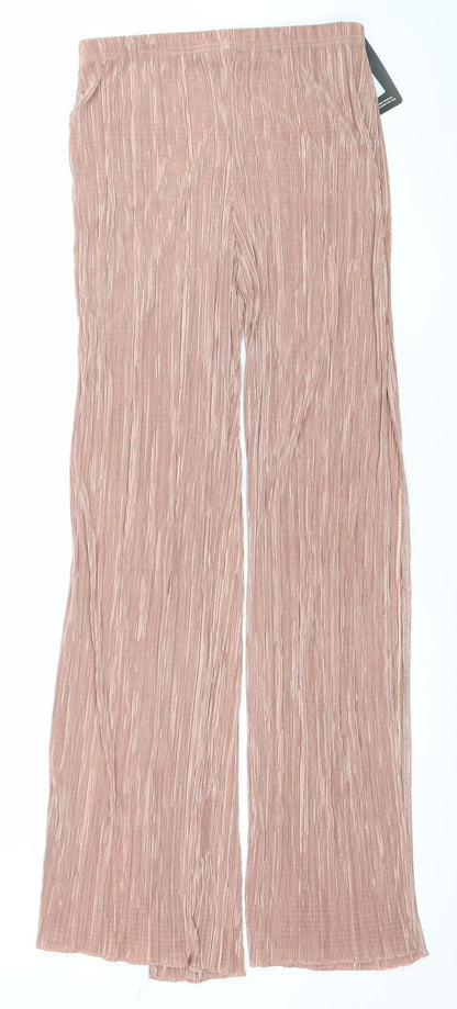 PrettyLittleThing Womens Pink Wide-Leg Trousers Size 8